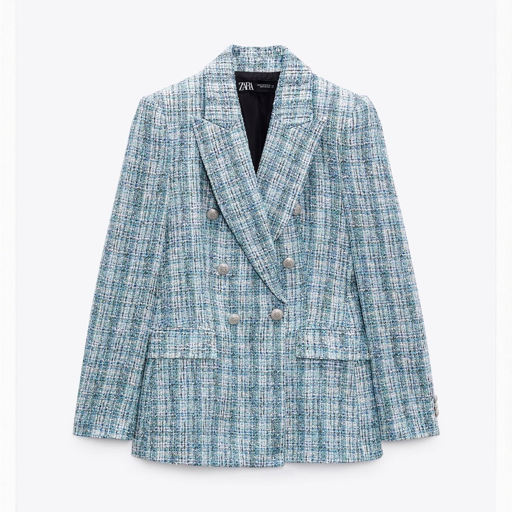 Zara Textured Double Breasted Blazer